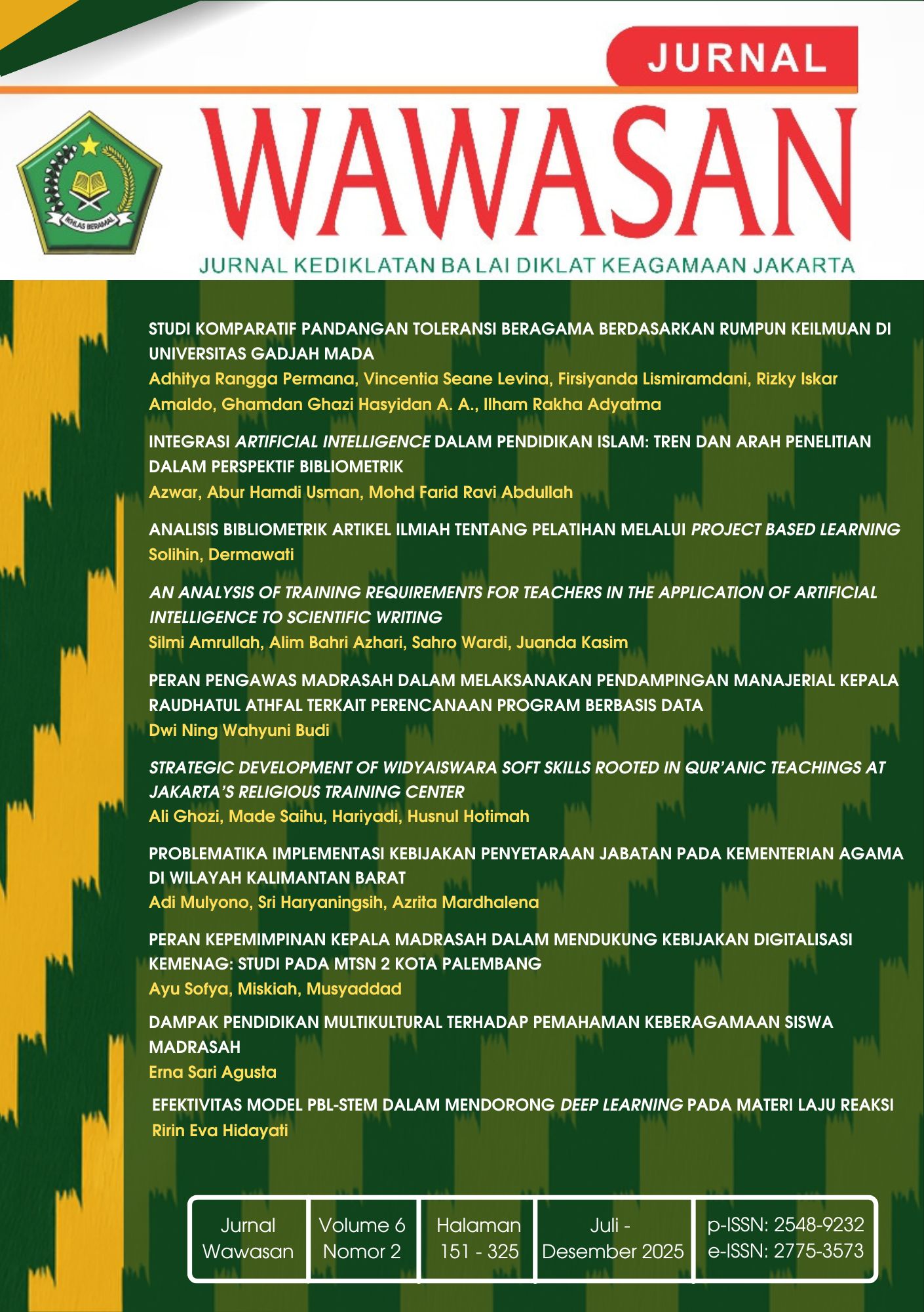 					View Vol. 6 No. 2 (2025): WAWASAN: Jurnal Kediklatan Balai Diklat
				